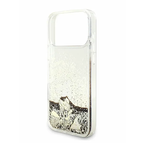 Guess для iPhone 17 Pro Max чехол Liquid Glitter Charms Hard Gold