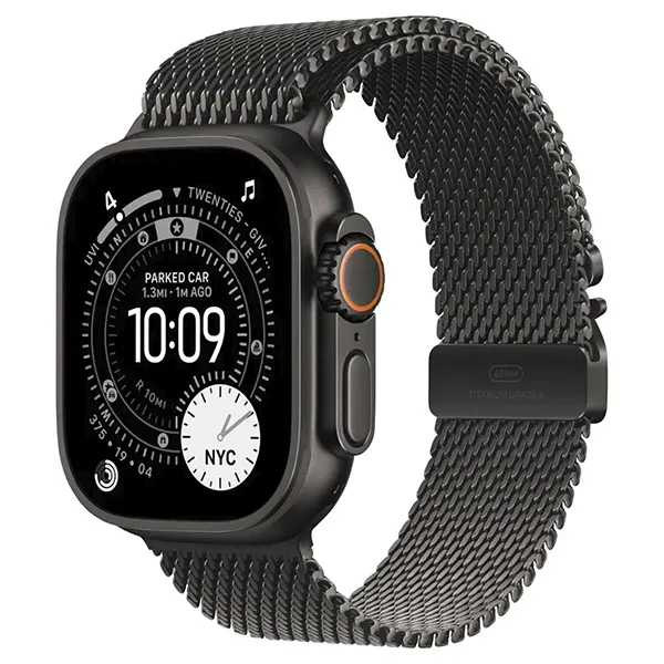 Apple Watch Series Ultra 3 49mm Black Titanium Case with Black Titanium Milanese Loop M