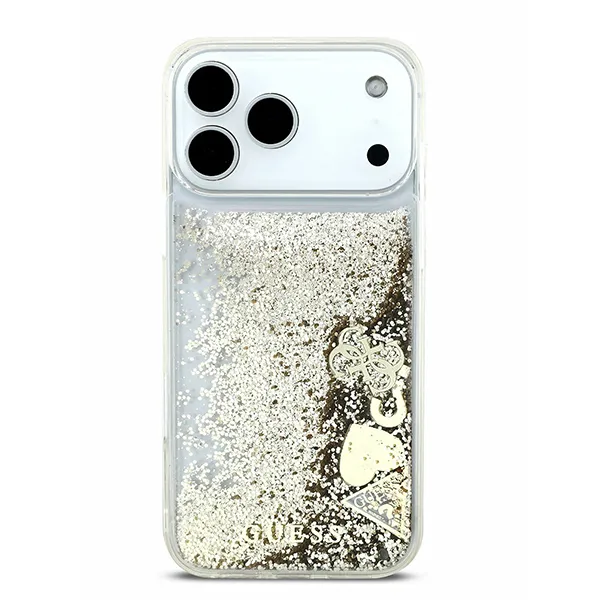 Guess для iPhone 17 Pro Max чехол Liquid Glitter Charms Hard Gold