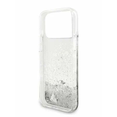 Guess для iPhone 17 Pro Max чехол Liquid Glitter Charms Hard Silver