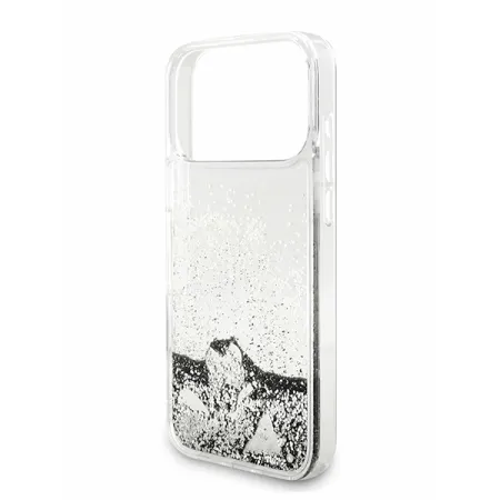 Guess для iPhone 17 Pro Max чехол Liquid Glitter Charms Hard Silver