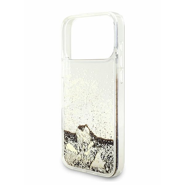 Guess для iPhone 17 Pro Max чехол Liquid Glitter Charms Hard Gold