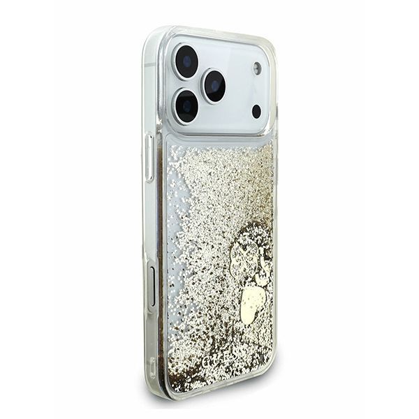Guess для iPhone 17 Pro Max чехол Liquid Glitter Charms Hard Gold