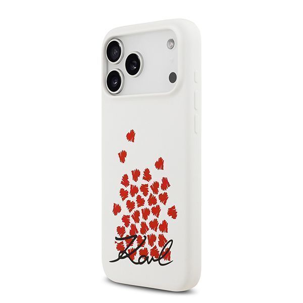 Lagerfeld для iPhone 17 Pro Max чехол Liquid Silicone Hearts Hard White (MagSafe)