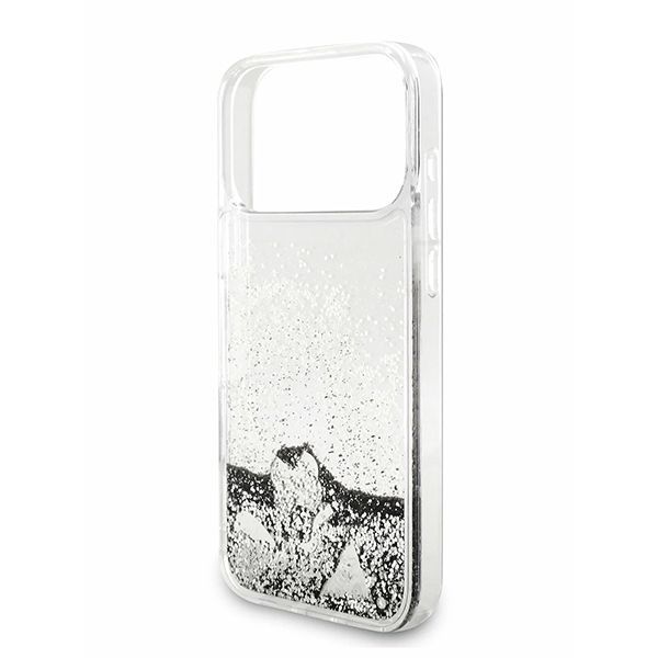 Guess для iPhone 17 Pro чехол Liquid Glitter Charms Hard Silver