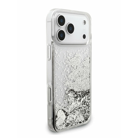 Guess для iPhone 17 Pro Max чехол Liquid Glitter Charms Hard Silver