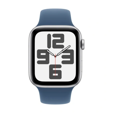 Apple Watch Series SE 2024 44mm Silver Aluminum Case with Denim Sport Band S/M