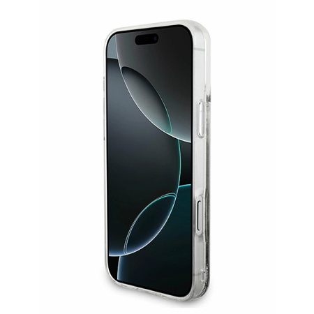 Guess для iPhone 17 Pro Max чехол Liquid Glitter Charms Hard Silver