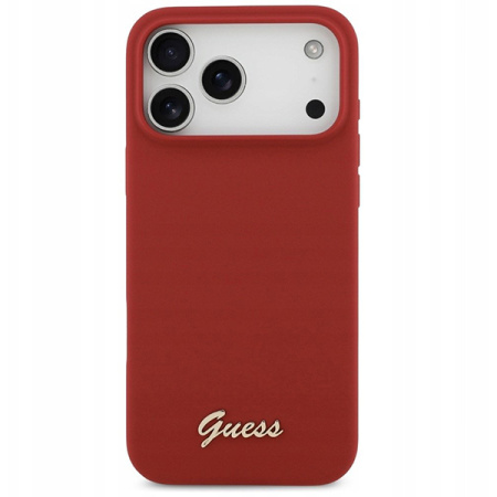 Guess для iPhone 17 Pro Max чехол Liquid silicone Gold metal logo & Camera Hard Magenta (MagSafe)