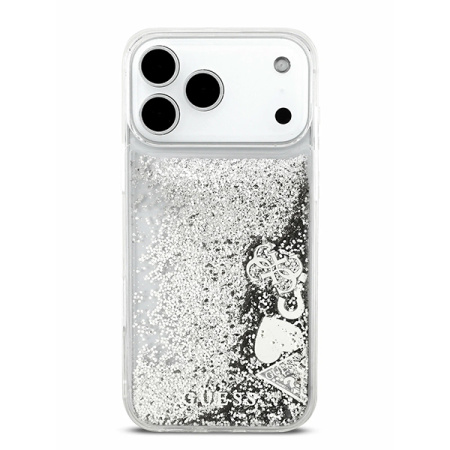 Guess для iPhone 17 Pro Max чехол Liquid Glitter Charms Hard Silver